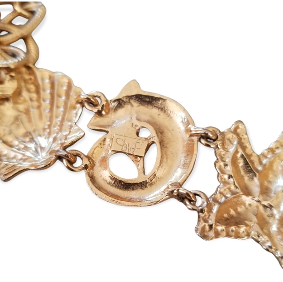 Vintage Diane Von Furstenberg Runway Couture Gold Tone Nautical Bracelet - Picture 8 of 16